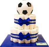 Luiertaart - Pampertaart Jongen Voetbal - 47 Pampers - Blauw Wit