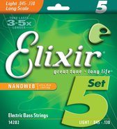 Elixir 5 snarige Bassnaren set 45-130 NanoWeb Light 14202