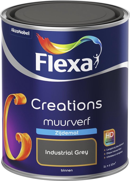 Flexa Creations - Peinture pour les murs Silk matt - 3036 - Industrial Grey - 1 litre