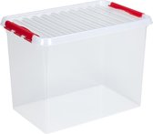 Boîte de rangement Sunware Q-Line - 72L - Plastique - Transparent / Rouge