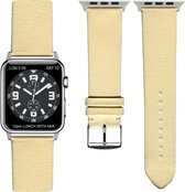 Ivoor Lederen Apple horlogeband (42mm) zilveren adapter
