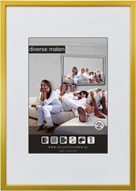 Cadre photo de luxe en aluminium - Cadre photo - 20x30 cm - Verre transparent - Or mat - 10 mm - Bord à facettes