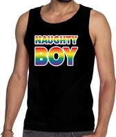 Naughty boy gay pride tanktop/mouwloos shirt zwart heren XL