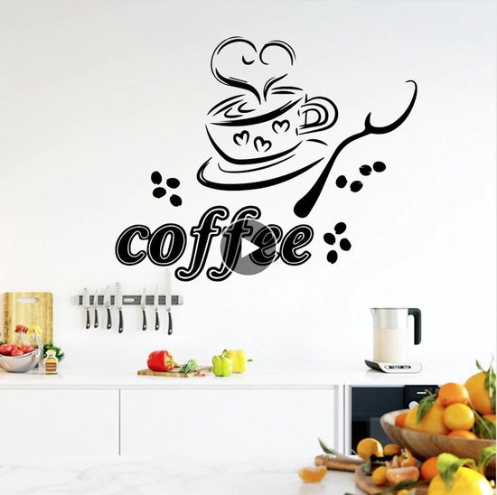 Verdwijnen Aandringen Lot Coffee muursticker - Restaurant sticker - keuken stikker - 58 x 47 cm -  Nr103 | bol.com