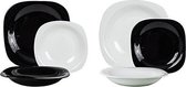 Service de vaisselle Luminarc Carine - blanc - noir - 18 pièces - 6 personnes