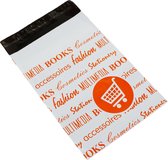 Plastic verzendzakken | Wit | Oranje print | 25 x 35 cm | 50 micron (webshop)