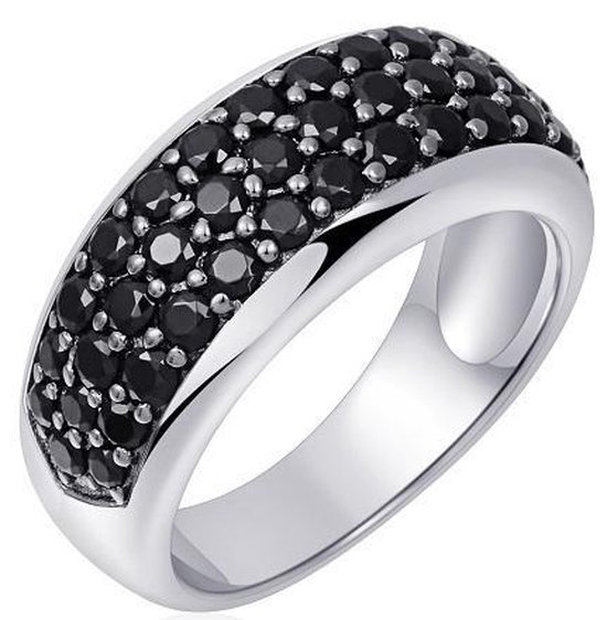 Schitterende Zilveren Ring met Zwarte Zirkonia's 19.00 (maat 60) model 150