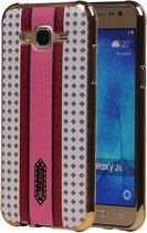 M-Cases Roze Paars Ruit Design TPU back case hoesje voor Samsung Galaxy J5 2015