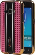 M-Cases Roze Ruit Design TPU back case hoesje voor Samsung Galaxy J1 2016