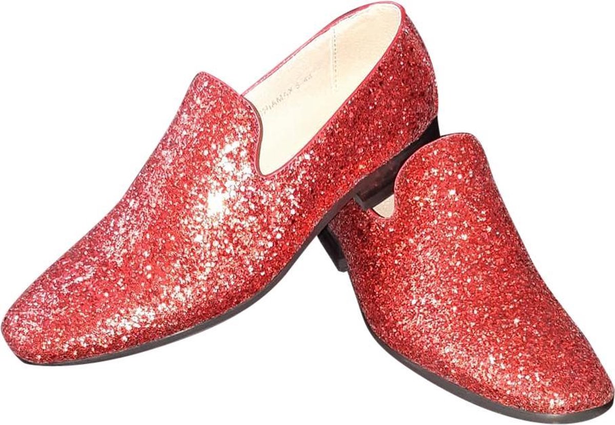 CHIAMAX Heren glitter schoen disco schoen party shoe De Toppers feest kerstmis carnaval glitter and glamour rood