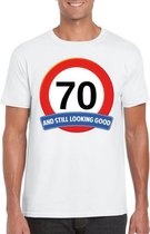 Verkeersbord 70 jaar t-shirt wit heren L