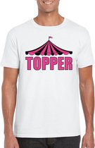 Topper shirt wit met roze letters voor heren L