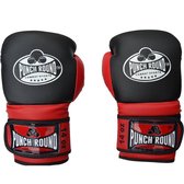 Punch Round Bokshandschoenen Combat Sport Carbon Zwart Rood 4 OZ Bokshandschoenen