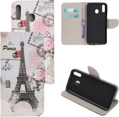 Parijs Eiffeltoren agenda wallet case hoesje Telefoonhoesje geschikt voor Samsung Galaxy A40