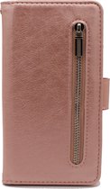 Samsung Galaxy J4 Plus Hoesje - Luxe Kunstlederen Portemonnee Book Case met Rits - Roségoud