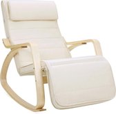 Zweedse Schommelstoel Met Voetensteun - Verstelbare Ligstoel Relaxstoel - Relax Fauteuil Stoel - Linnen Stof - Beige