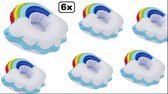 6x Opblaasbare regenboogwolk cupholder 21,5 cm