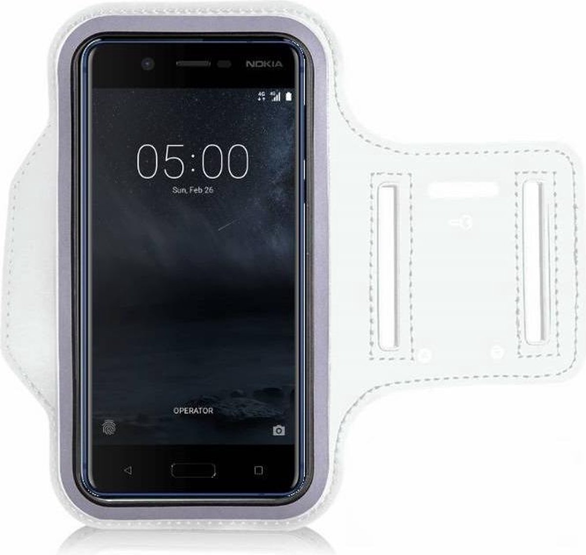 Pearlycase Hoesje Geschikt voor Nokia 5 - Sportarmband hoesje wit hardloopband