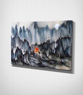 Chinese House - Painting Canvas - 60 x 40 cm - Schilderij - Canvas - Slaapkamer - Wanddecoratie  - Slaapkamer - Foto op canvas