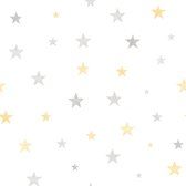 Little Ones Stars grijs/geel natuur (vliesbehang, geel)