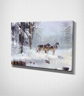 Wolves In Winter – - 100 x 70 cm - Schilderij - Canvas - Slaapkamer - Wanddecoratie  - Slaapkamer - Foto op canvas
