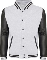Letterman jacket, Kleur Heather Grey / Jet Black, Maat L