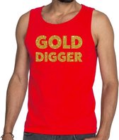 Gold Digger glitter tekst tanktop / mouwloos shirt rood heren - heren singlet Gold Digger S