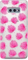 Fooncase Hoesje Geschikt voor Samsung Galaxy S10e - Shockproof Case - Back Cover / Soft Case - Pink leaves / Roze bladeren