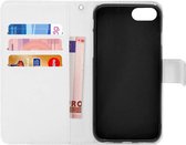 iPhone 8 hoesje - Bookcase - Hoesje met pasjes - Purple Flower / Paarse bloemen