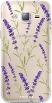 Samsung Galaxy J3 2016 hoesje TPU Soft Case - Back Cover - Purple Flower / Paarse bloemen