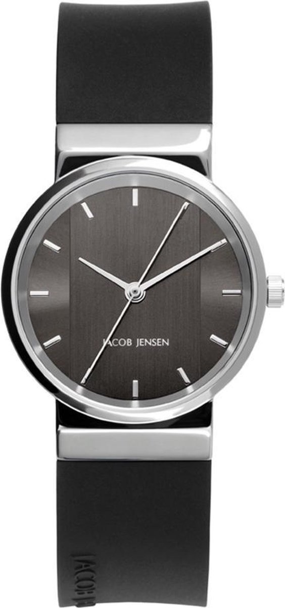 Jacob Jensen 748 New Line Horloge - Jacob Jensen dames horloge - Zwart - diameter 29 mm - roestvrij staal