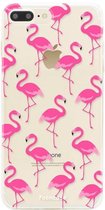 Fooncase Hoesje Geschikt voor iPhone 7 Plus - Shockproof Case - Back Cover / Soft Case - Flamingo