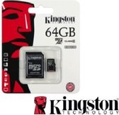 Het Origineel Kingston 64GB Micro SDXC Class 10 UHS-I 45R FlashCard + SD Adapter