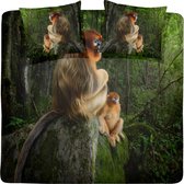 Damai Snub-nosed Monkey - Dekbedovertrek - 240x200/220 cm - Lits-jumeaux - Green