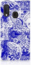 Mobiel BookCase Geschikt voor Samsung Galaxy A20e Angel Skull Blue