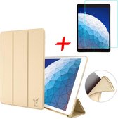 Hoes + Screenprotector geschikt voor iPad Air 2019 10.5 inch - Smart Book Case Goud