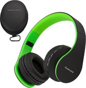 PowerLocus P1 Bluetooth Koptelefoon – Draadloos – Over Ear – Met Microfoon – Inklapbaar - incl. Hoes – Zwart/Groen