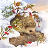 Ambiente Hedgehog In Snow papieren servetten