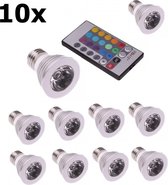 10 Stuks - E27 4W 16 klueren RGB LED lamp met afstandsbediening