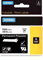 DYMO Rhino industriële labels | Permanent Polyester | 9 mm x 3,5 m | zwarte afdruk op wit | zelfklevende labels voor Rhino & LabelManager labelprinters
