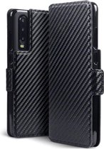 Huawei P30 Bookcase hoesje - CaseBoutique - Effen Zwart (Carbon-look) - Kunstleer