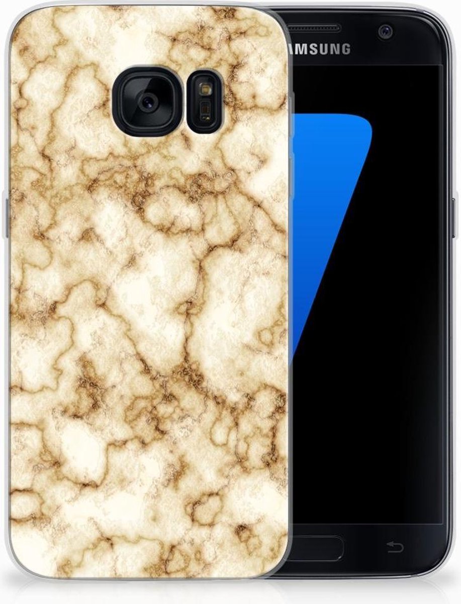 Samsung Galaxy S7 TPU Siliconen Hoesje Marmer Goud