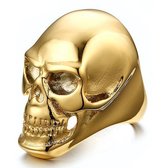 Stalen herenring Skull Gold-21mm