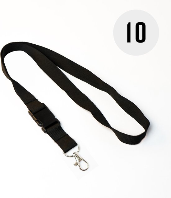 Foto: Lanyard keycord sleutelhanger zwart 10 stuks