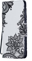 Shop4 - Samsung Galaxy A70 Hoesje - Wallet Case Bloemen Zwart