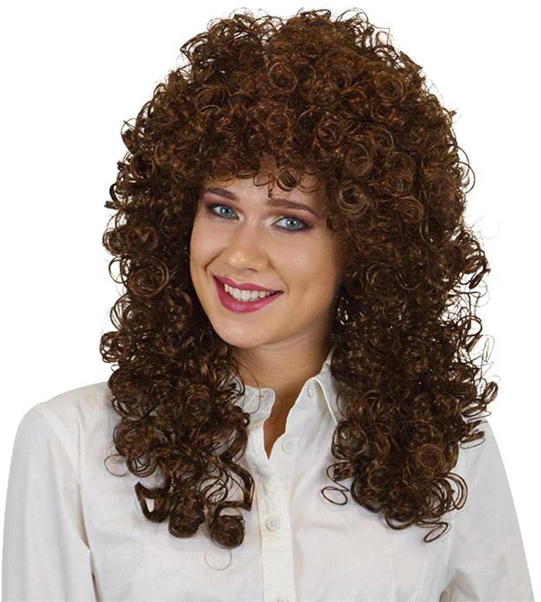 Witbaard Pruik Katja Dames Synthetisch Bruin