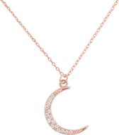 Fate Jewellery Ketting FJ4023 - Maan - 925 Zilver, Rosé verguld, ingelegd met Zirkonia kristallen - 45cm + 5cm