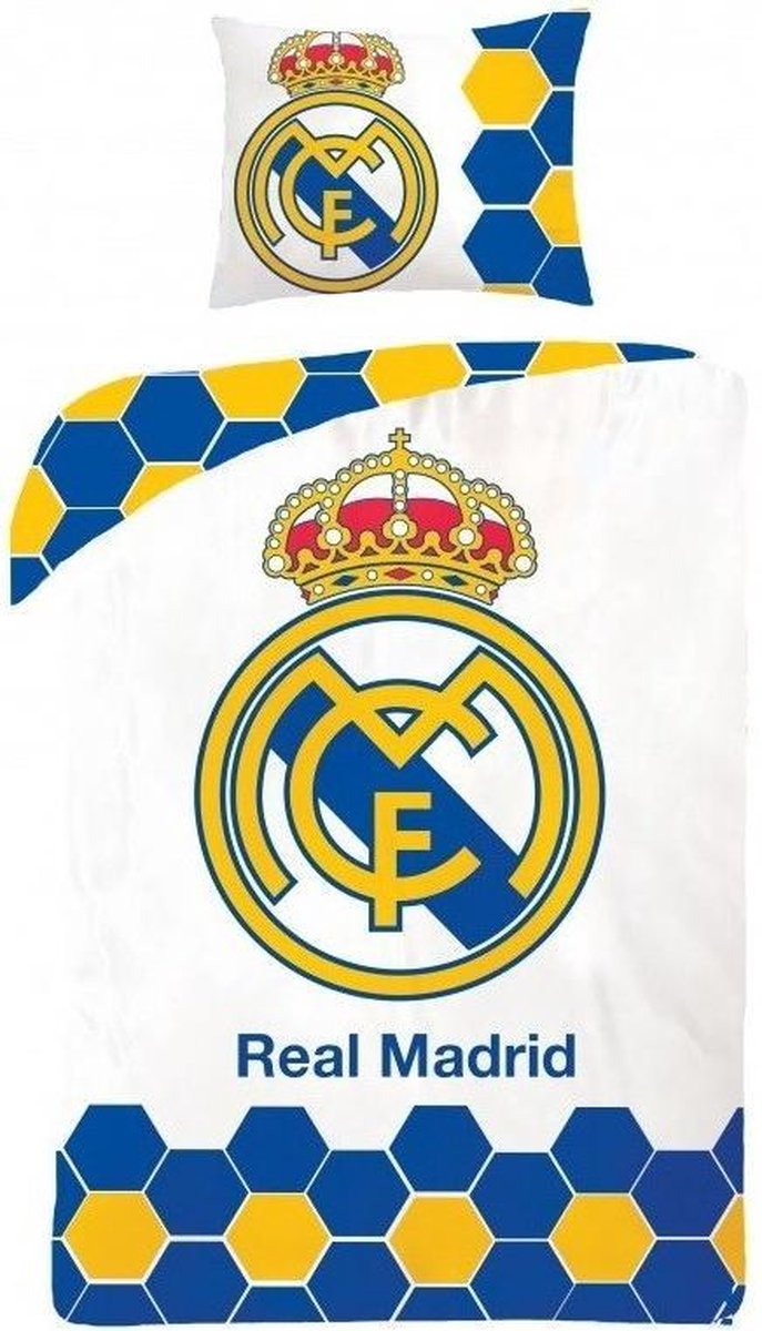Real Madrid Logo Dekbedovertrek - Eenpersoons - 140x200 cm - Wit