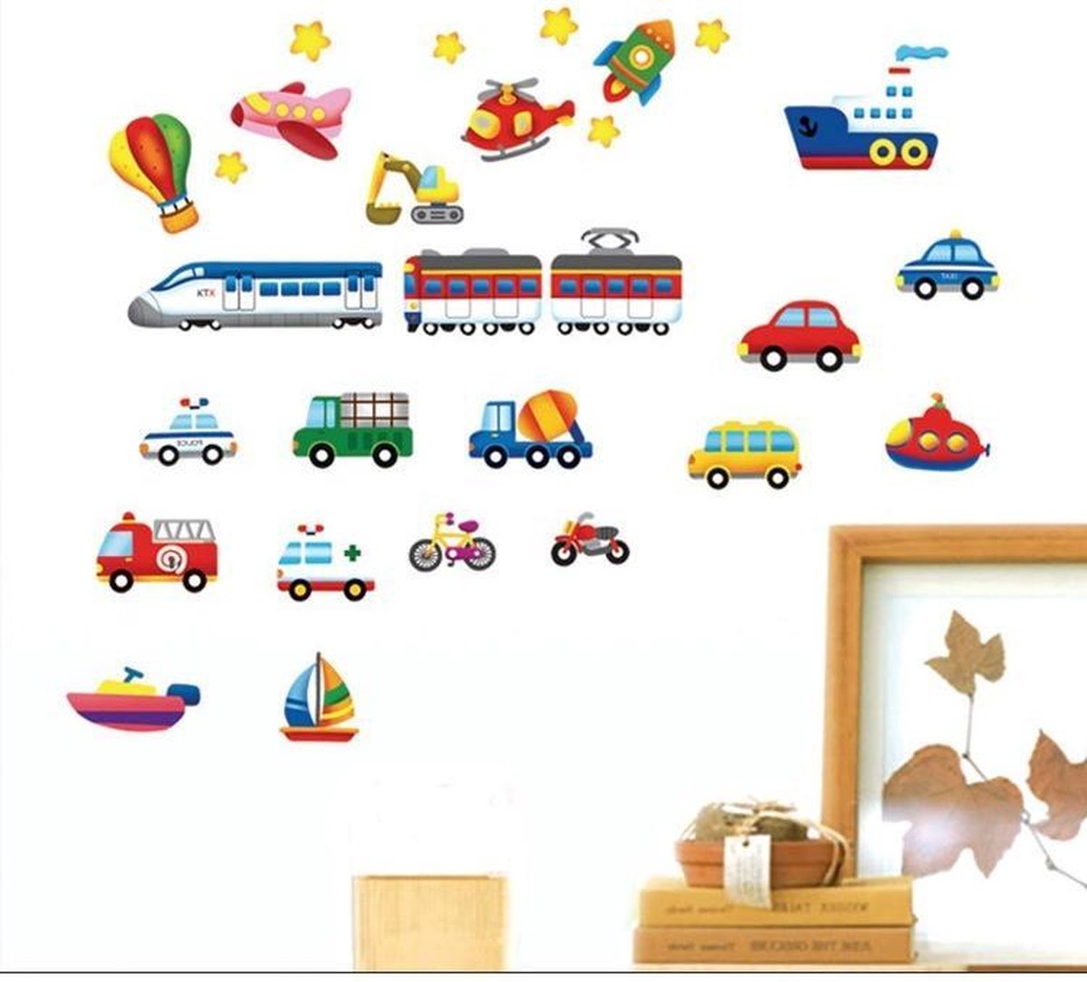 Decoratieve Muursticker - Verschillende voertuigen - Wanddecoratie stickers