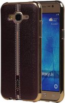 M-Cases Leder Look TPU Hoesje voor Galaxy J5 J500F Bruin